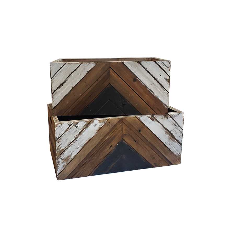 23.5"L Wooden Painted Crate/Storage Box, Set of 2