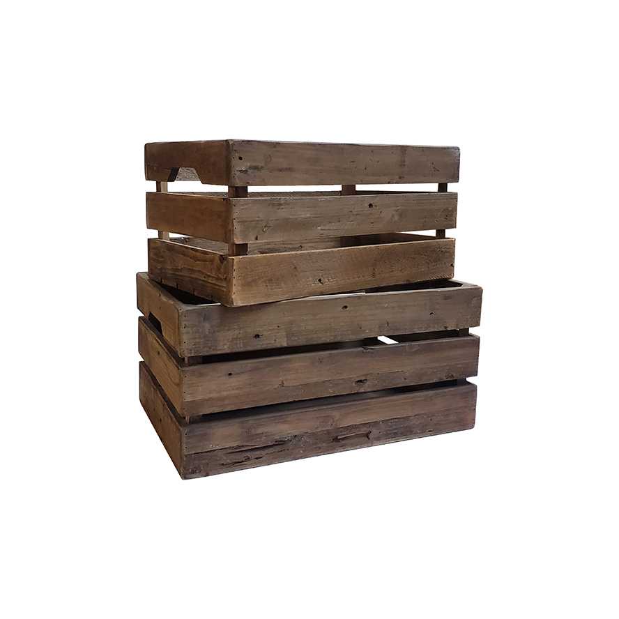 22.5"L Wooden Crate/Storage/Pallet Box, Set of 2