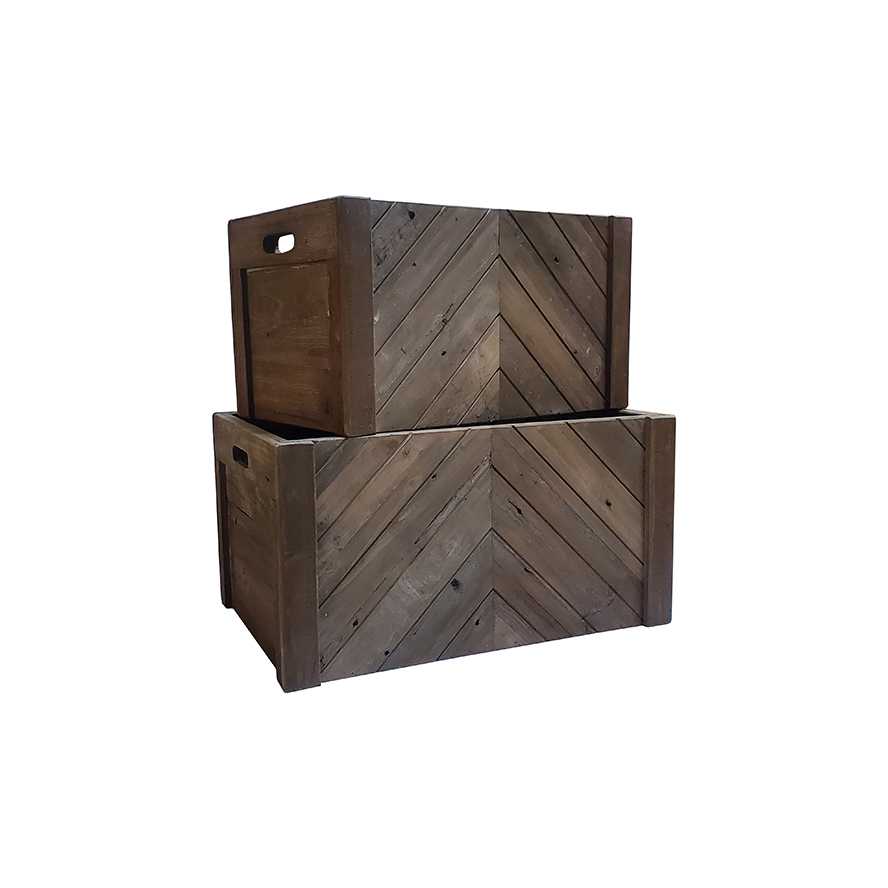 22.5"L Wooden Crate/Storage Box, Set of 2