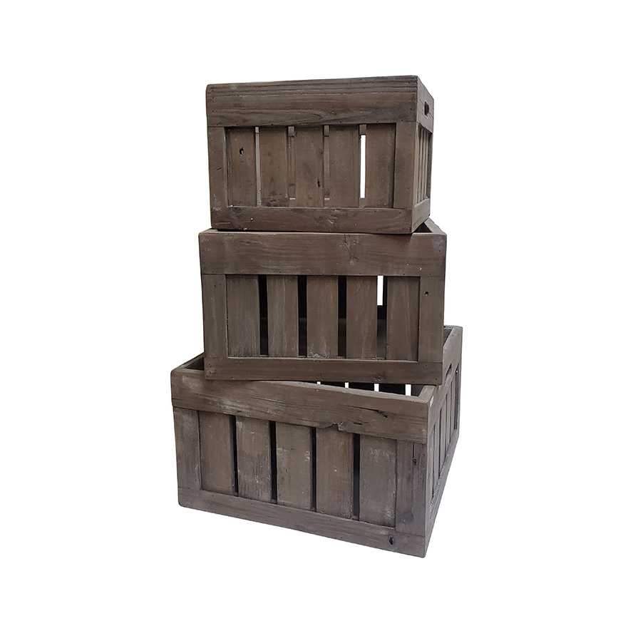 18.75"L Wooden Crate/Storage/Pallet Box, Set of 3