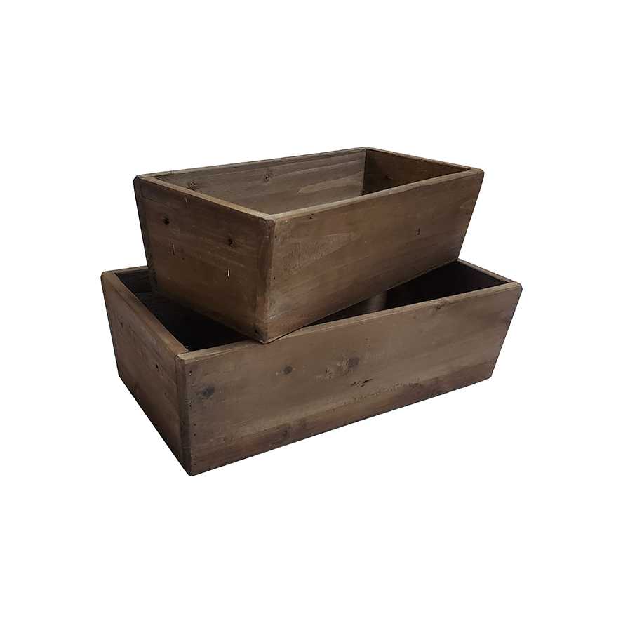 16"L Wooden Crate/Storage Box, Set of 2