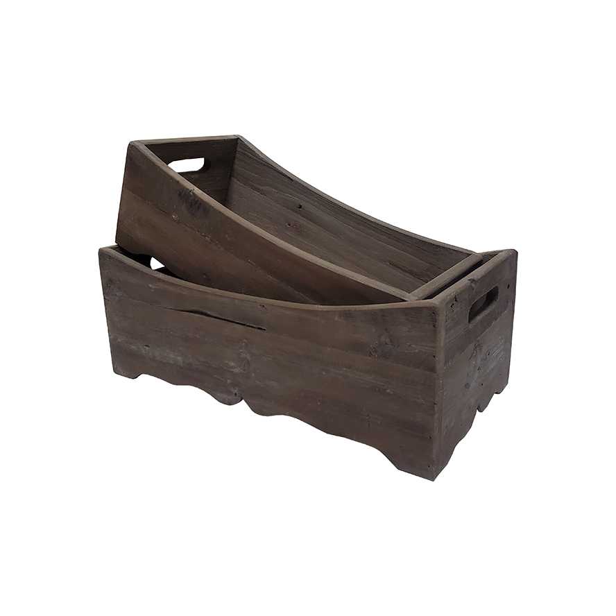 17.75"L Wooden Crate/Storage Box, Set of 2