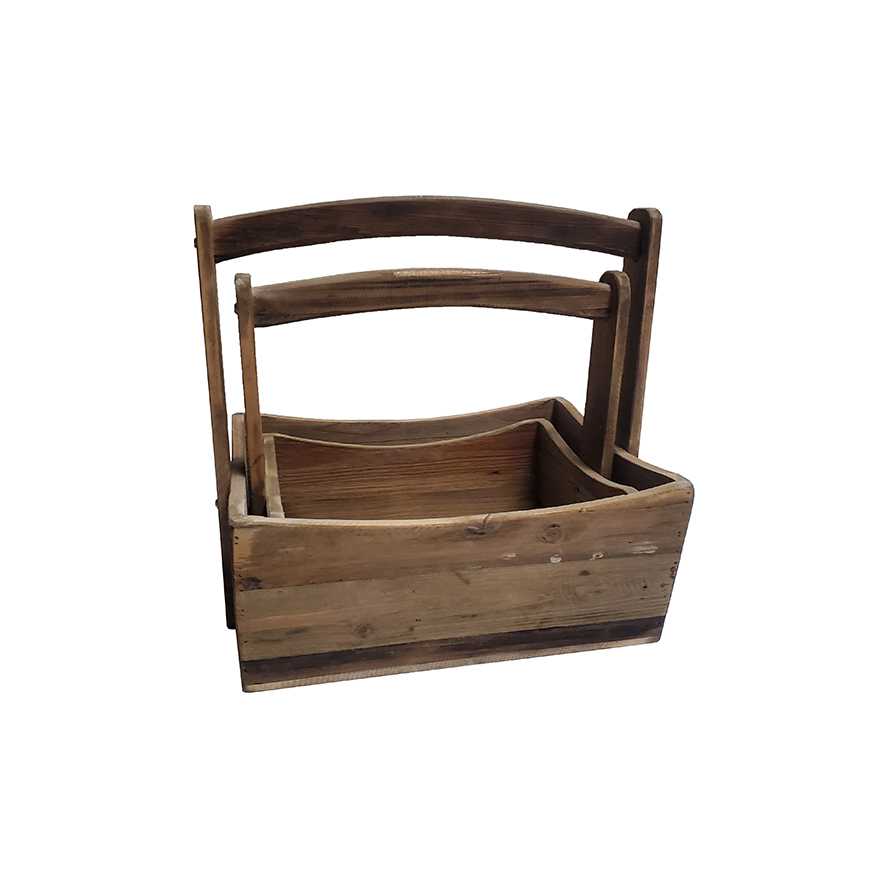 16"L Rectangle Wooden Basket, Set of 2