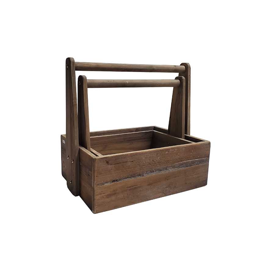 16.75"L Rectangle Wooden Basket, Set of 2