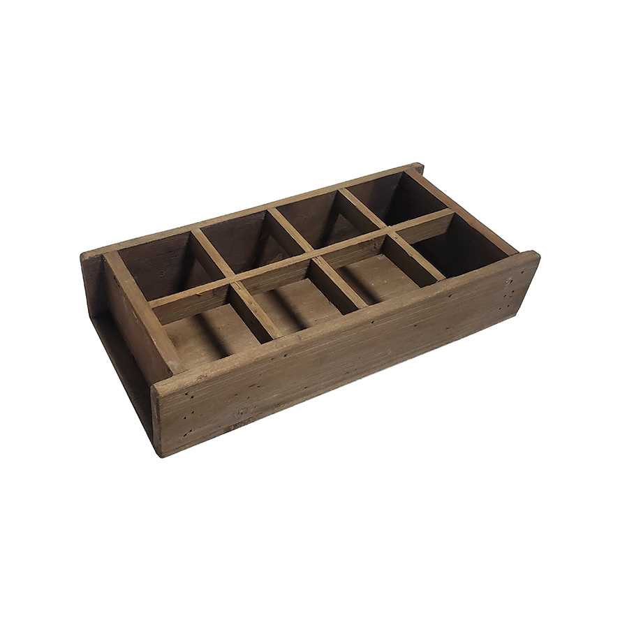 12.5"L Small Wooden Caddy with 8 Sections