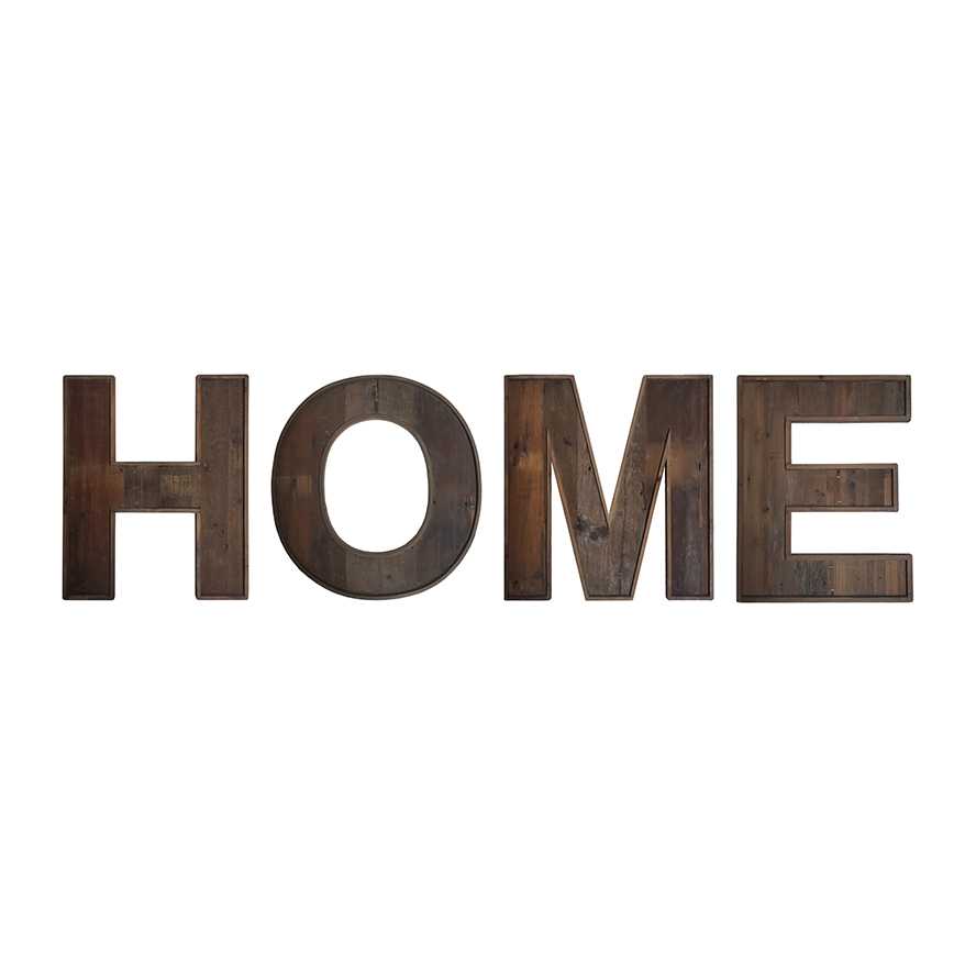 "HOME" Colored Relcaimed Wood Sign, Set of 4