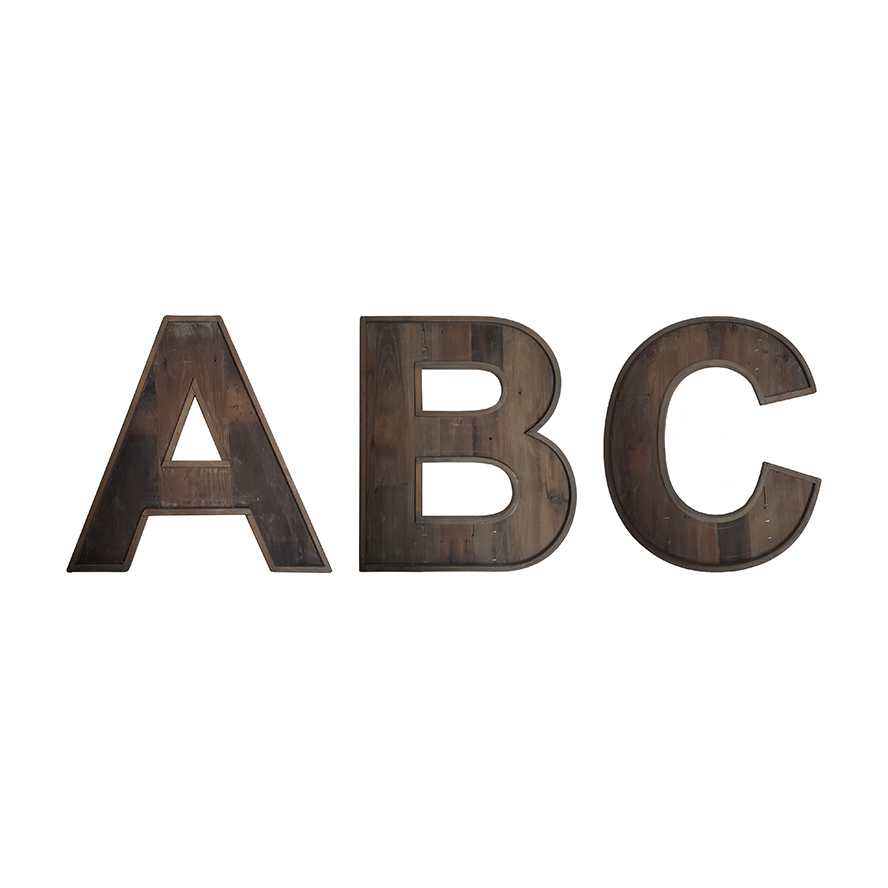 "ABC" Colored Relcaimed Wood Sign, Set of 3