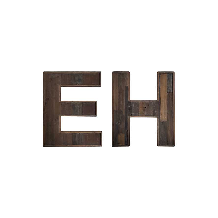 "EH" Colored Relcaimed Wood Sign, Set of 2
