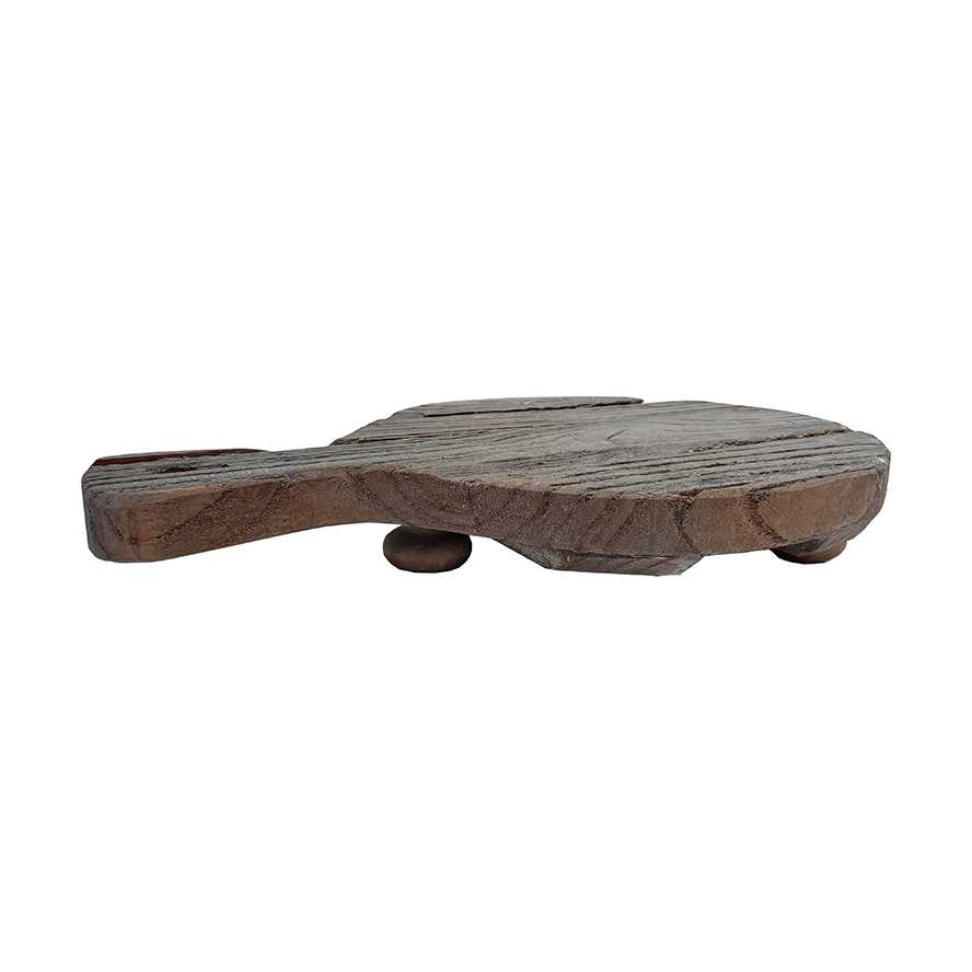 9.85"L Reclaimed Boat Wood Round Riser with Handle