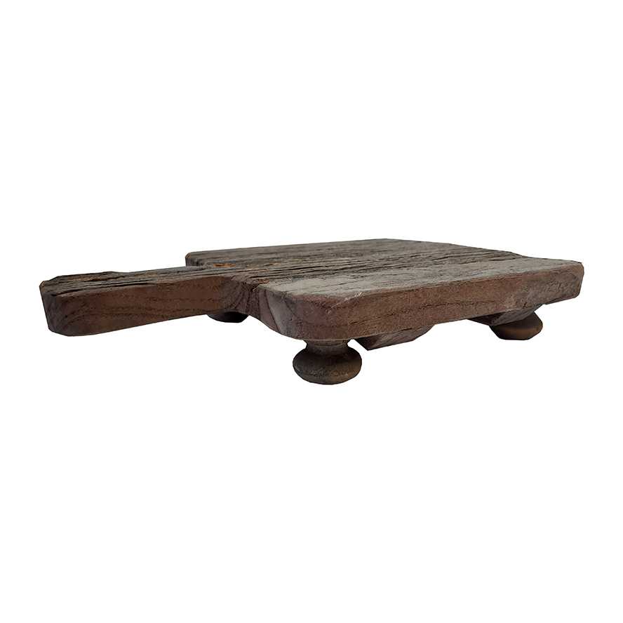 9.25"L Reclaimed Boat Wood Rectangle Riser with Handle