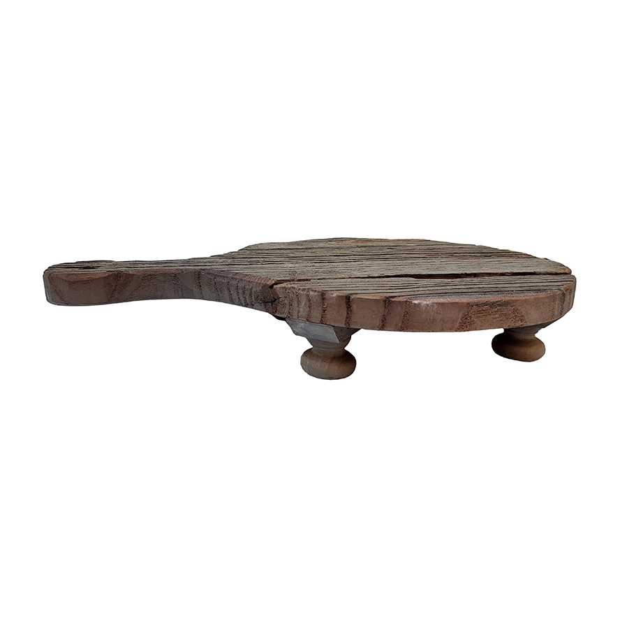 11.5"L Reclaimed Boat Wood Round Riser with Handle