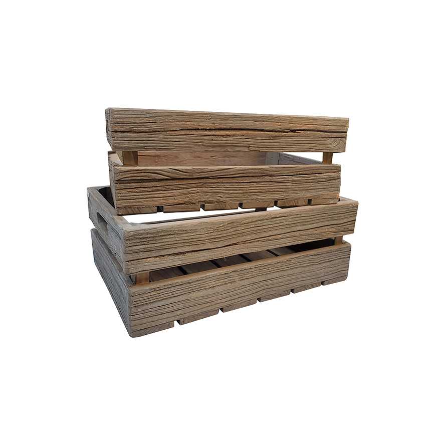 Wooden Crate/Storage Box, Reclaimed Boat Wood, Set of 2