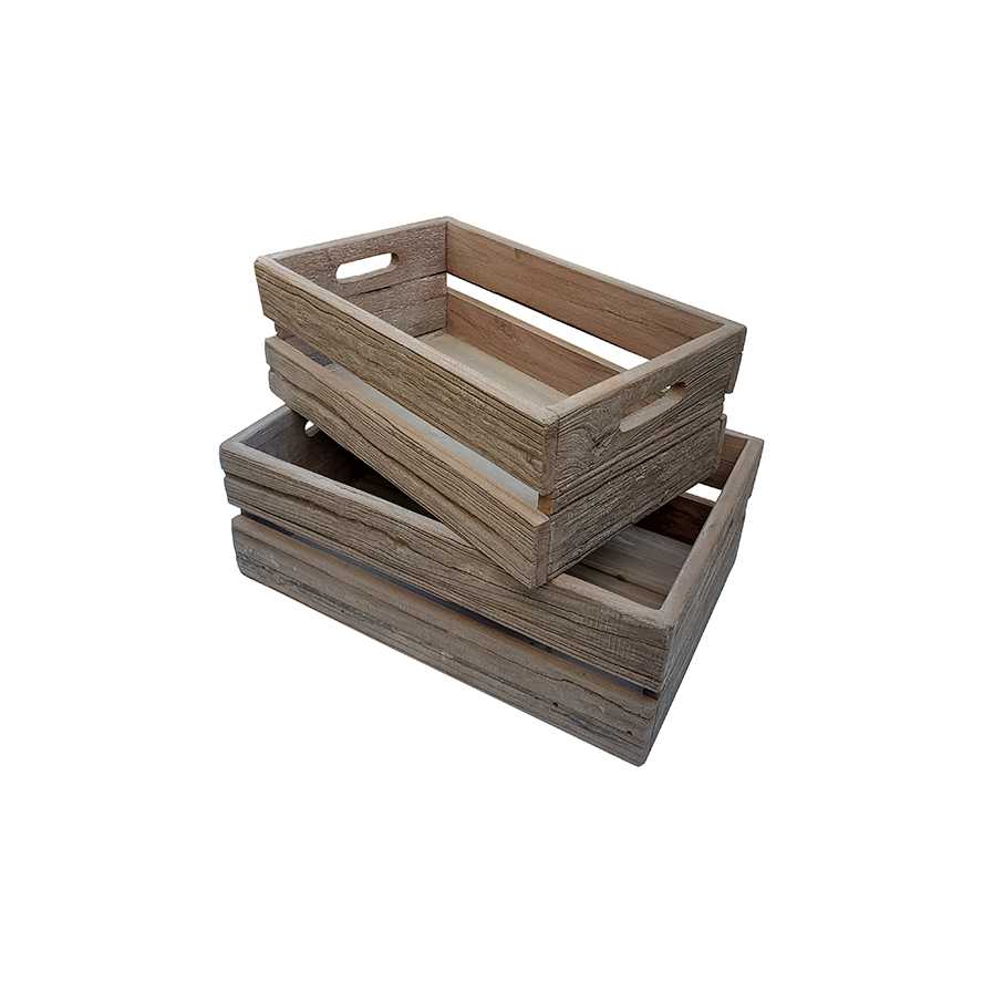 Wooden Crate/Storage Box, Reclaimed Boat Wood, Set of 2