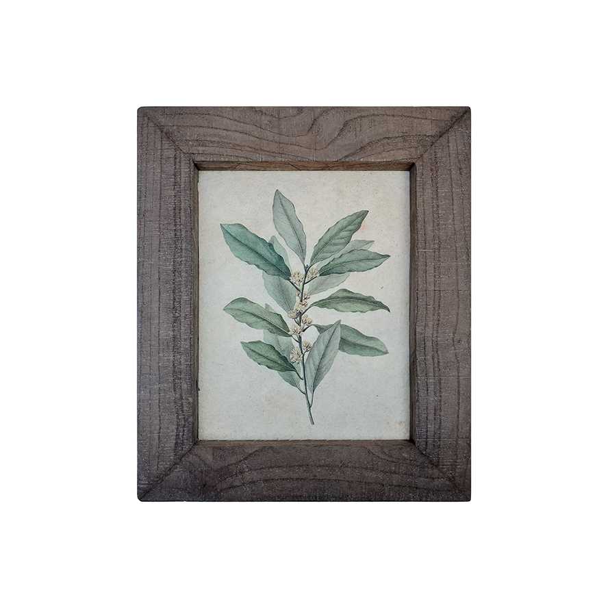13.25"L Natural Reclaimed Boat Wood Botanical Framed Print