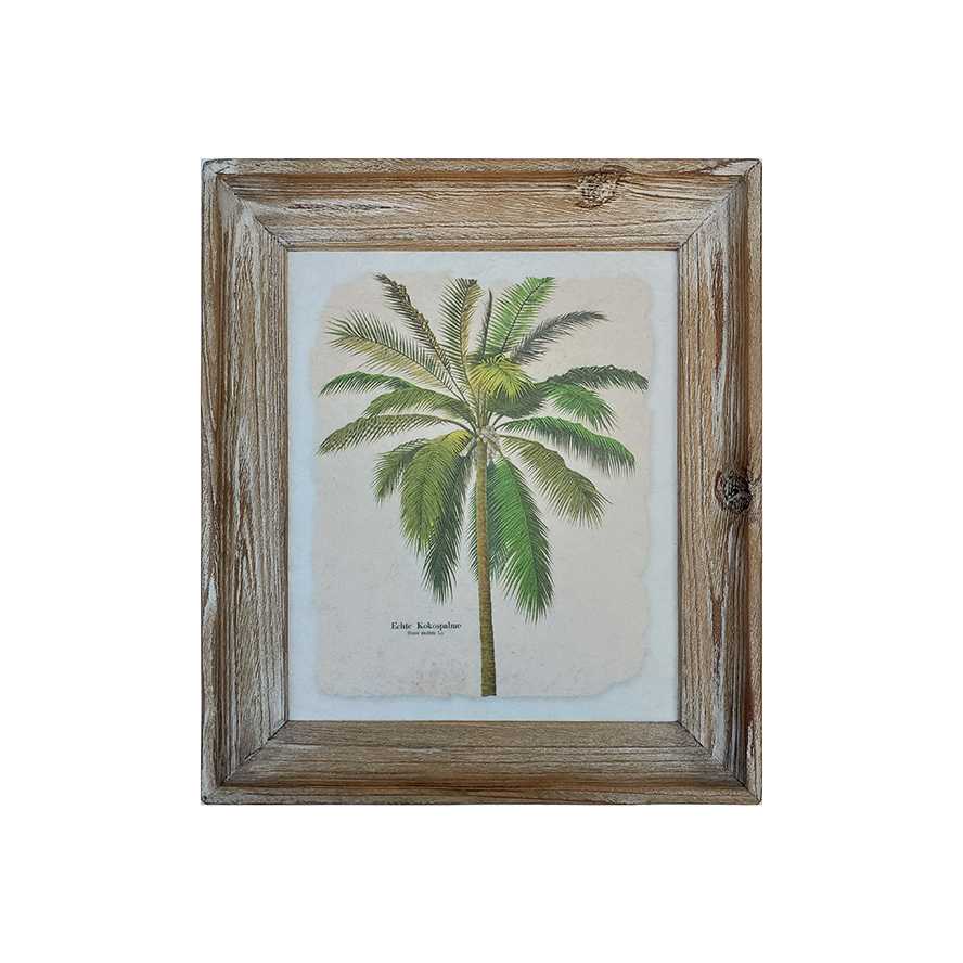 14.25"L Natural Reclaimed Wood Palm Tree Framed Print