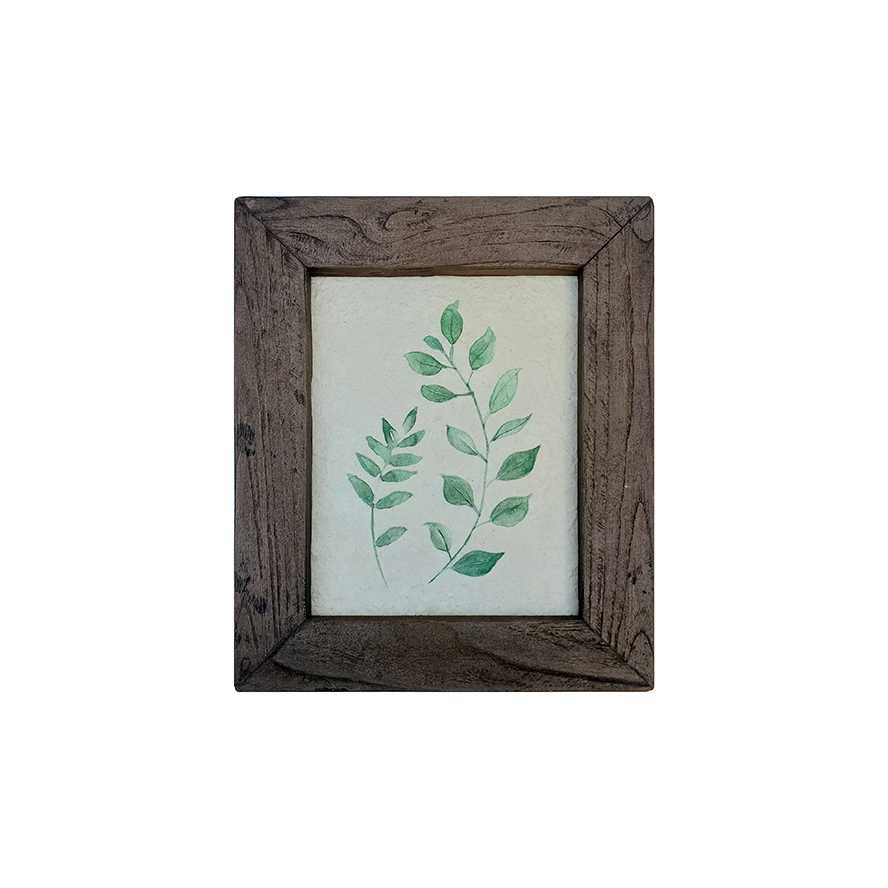 13.25"L Natural Reclaimed Boat Wood Leaf Framed Print