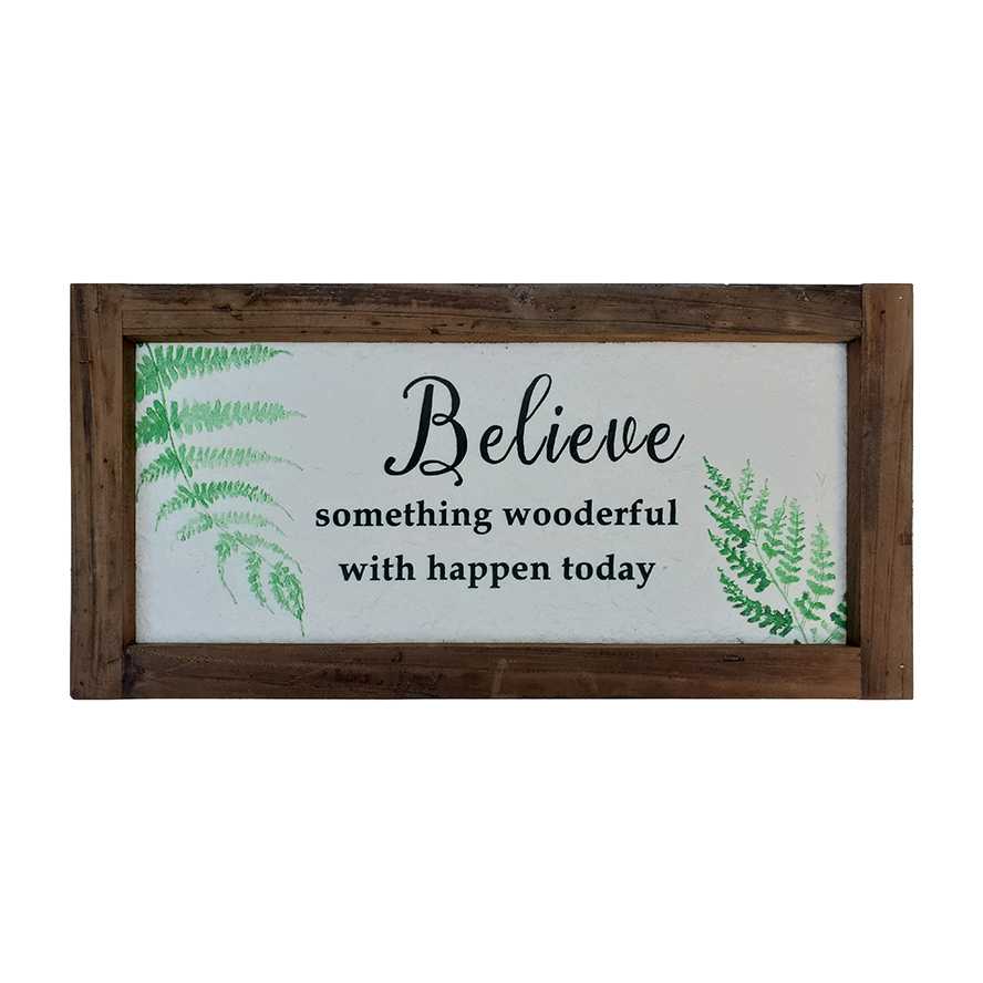 "Believe" Natural Reclaimed Wood Life Quote Framed Print