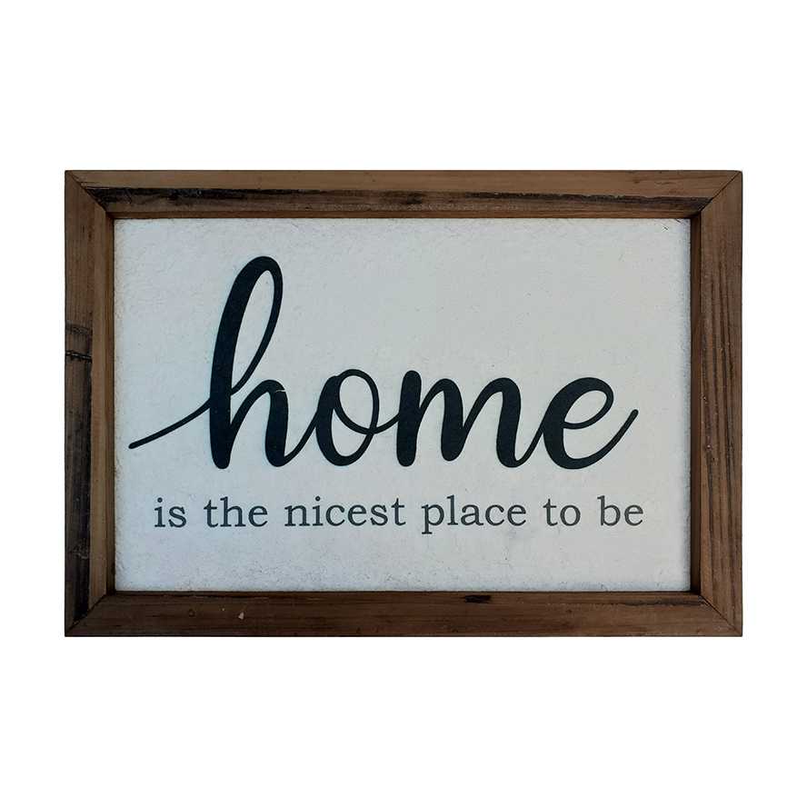 "Home" Natural Reclaimed Wood Life Quote Framed Print