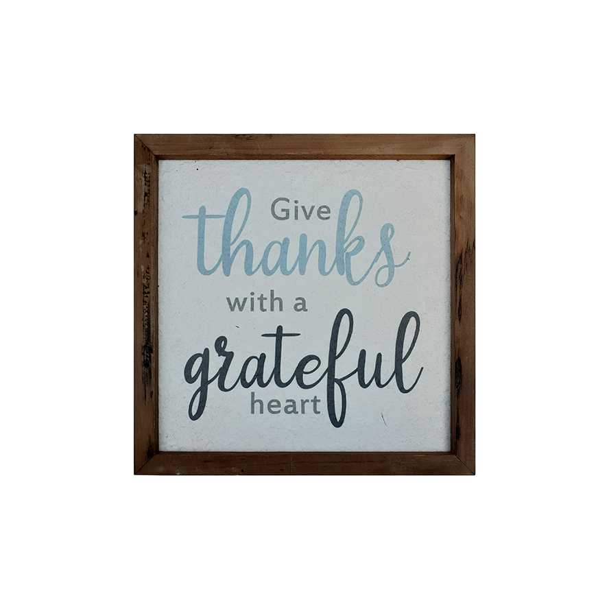 "Grateful" Natural Reclaimed Wood Life Quote Framed Print