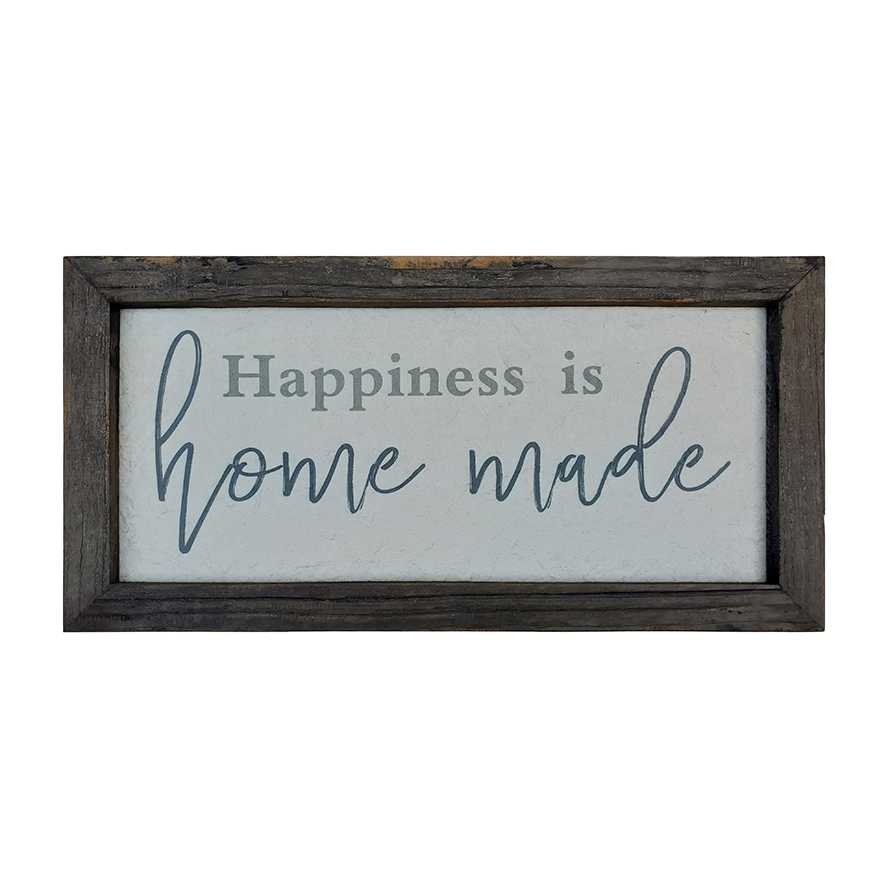 "Happiness is home made" Reclaimed Boat Wood Life Quote Framed Print