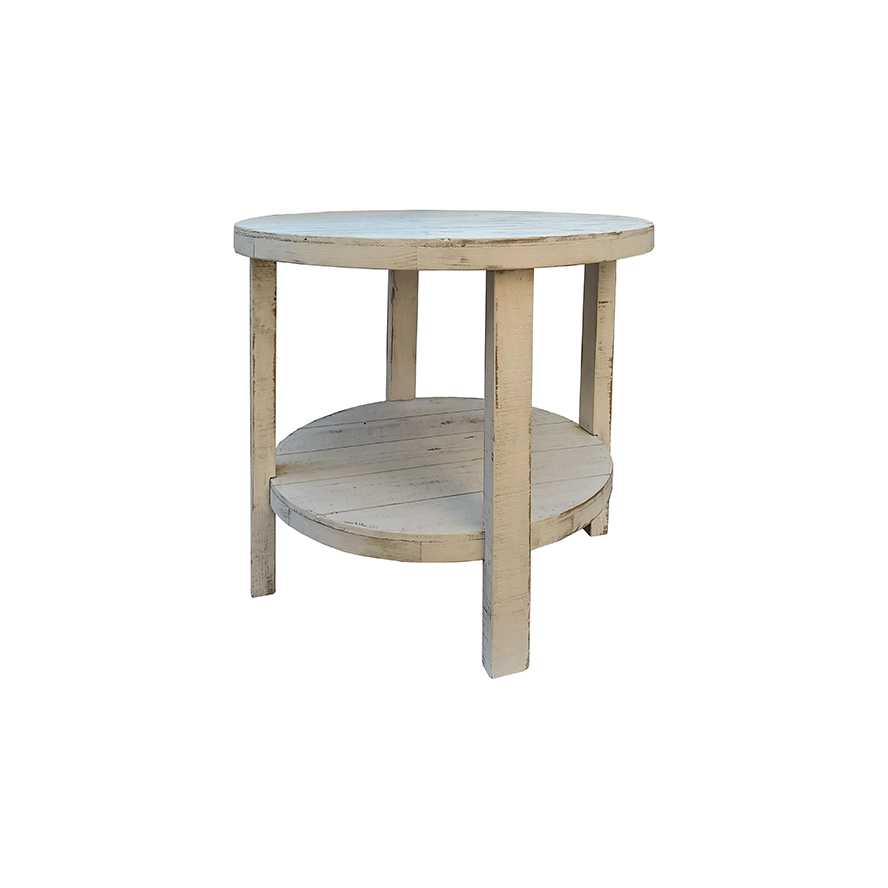 23.5"H Round Distressed White Small Garden Table