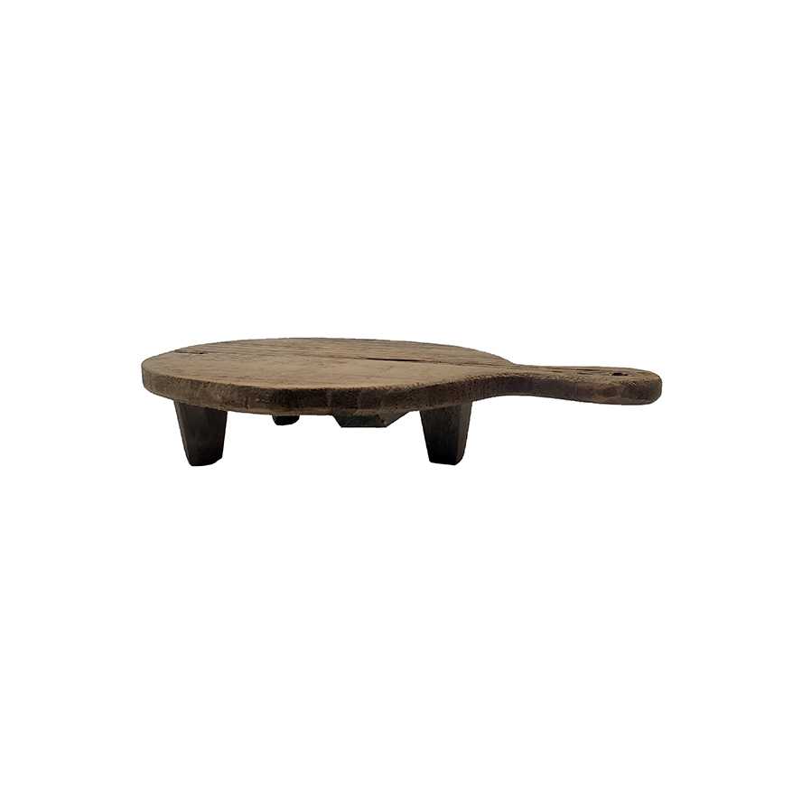 13.25"L Reclaimed Wood Round Riser with Handle