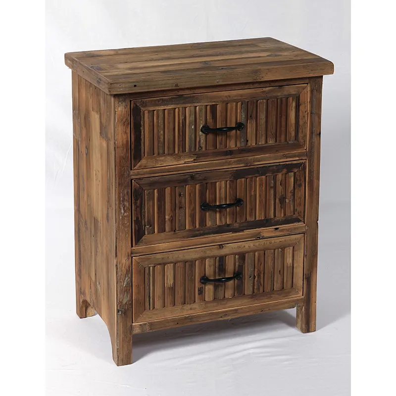 29.5"H Vintage Reclaimed Wood 3-Drawer  Cabinet