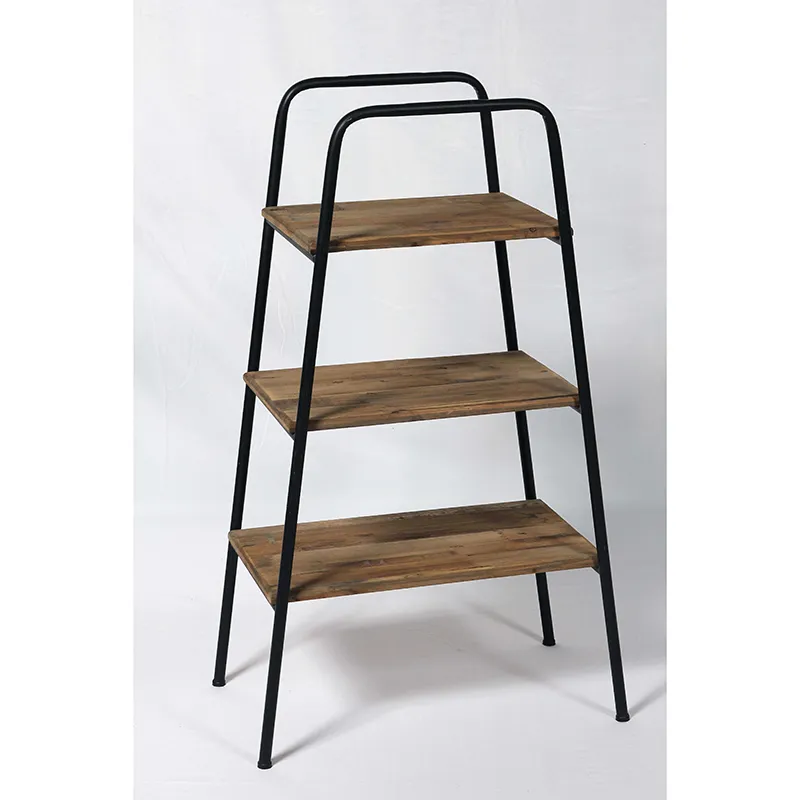 35.5"H Vintage Elegant Trapezoid 3-Tier Reclaimed Wood Shelf