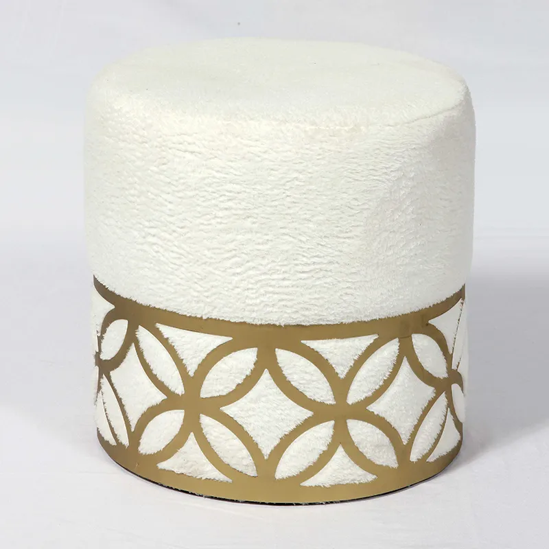 14.5"H Cylinder Accent Vanity White Ottoman