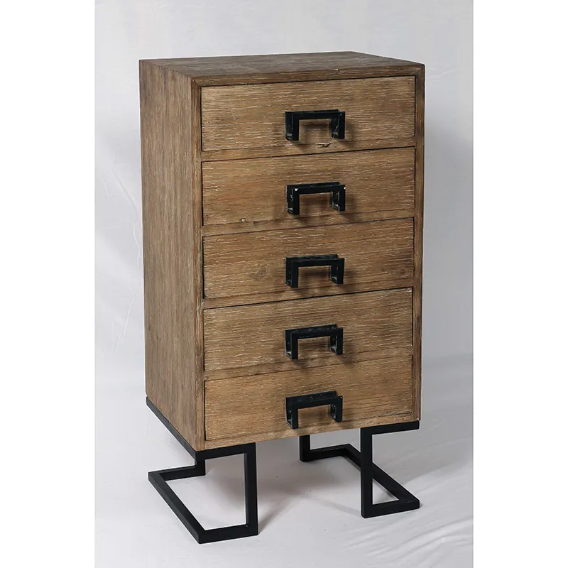 37.5"H Farmhouse Vintage Accent Wood Cabinet with Bent Feet, 5 Drawers