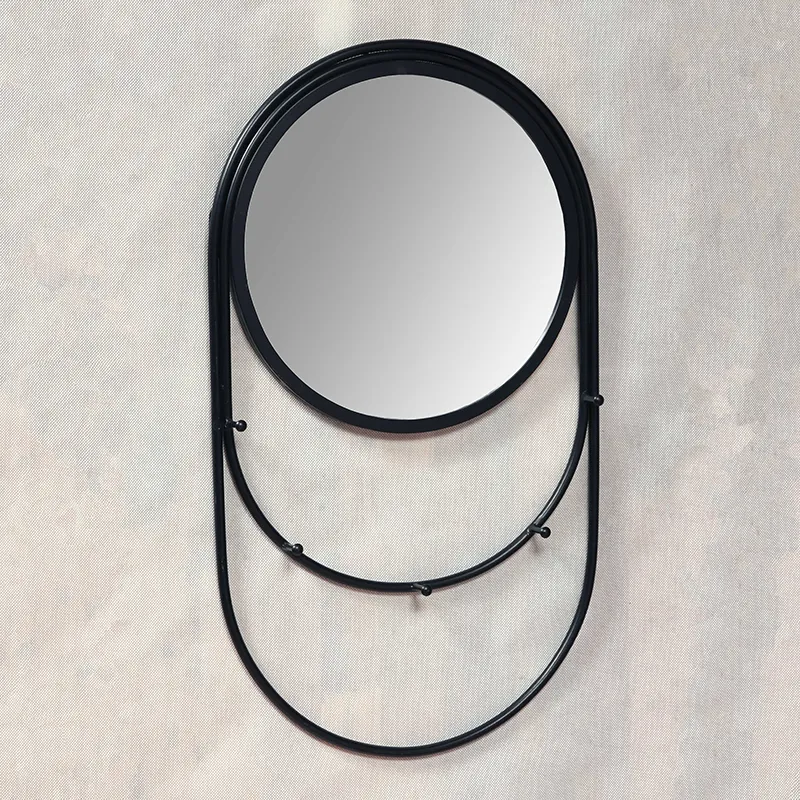 26.75" Round Black Metal Mirror with One-side Rings