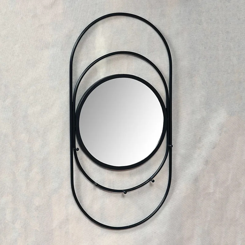 31.125" Round Black Metal Mirror with Rings