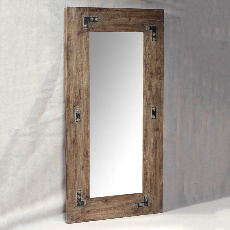 70.875"L Vintage Rectangular Thick Wood Mirror