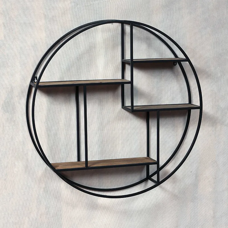 31.5"L Black Round Metal Wall Shelves
