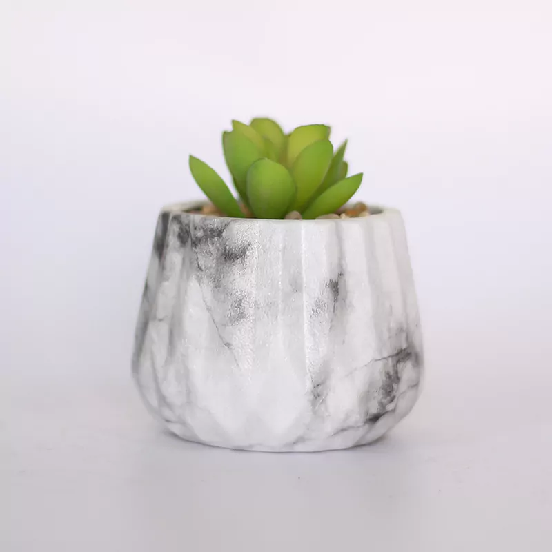 Painted Cement Pots - Marble Style - 21SD1001