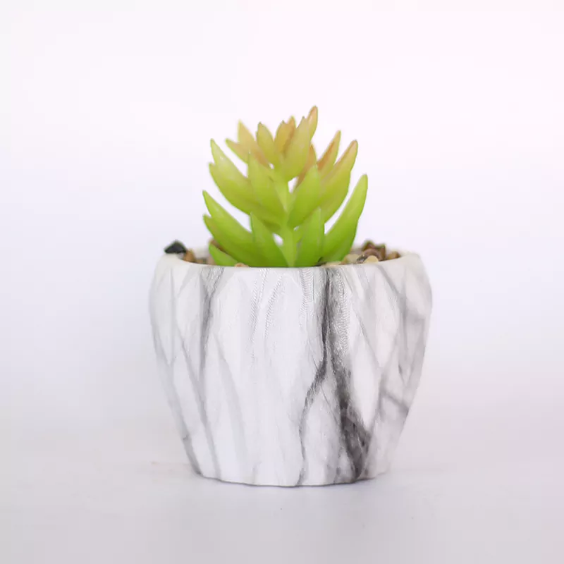 Painted Cement Pots - Marble Style - 21SD1003
