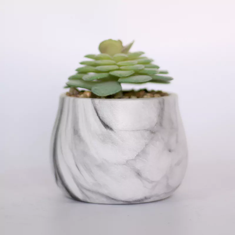 Painted Cement Pots - Marble Style - 21SD1005