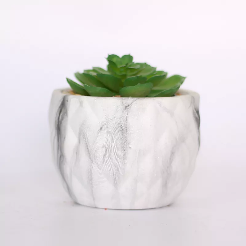 Painted Cement Pots - Marble Style - 21SD1006