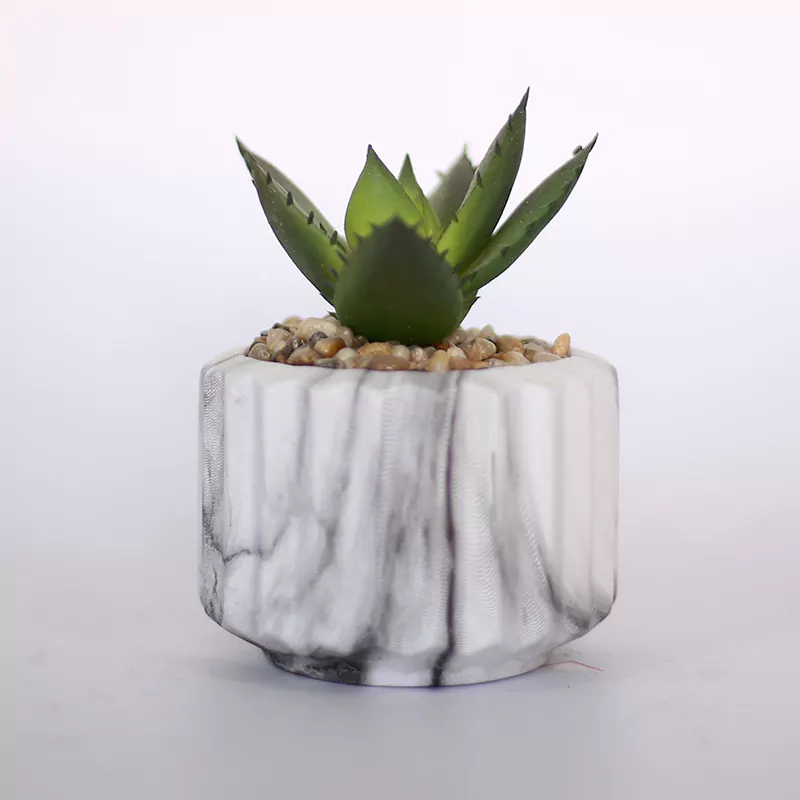 Painted Cement Pots - Marble Style - 21SD1009