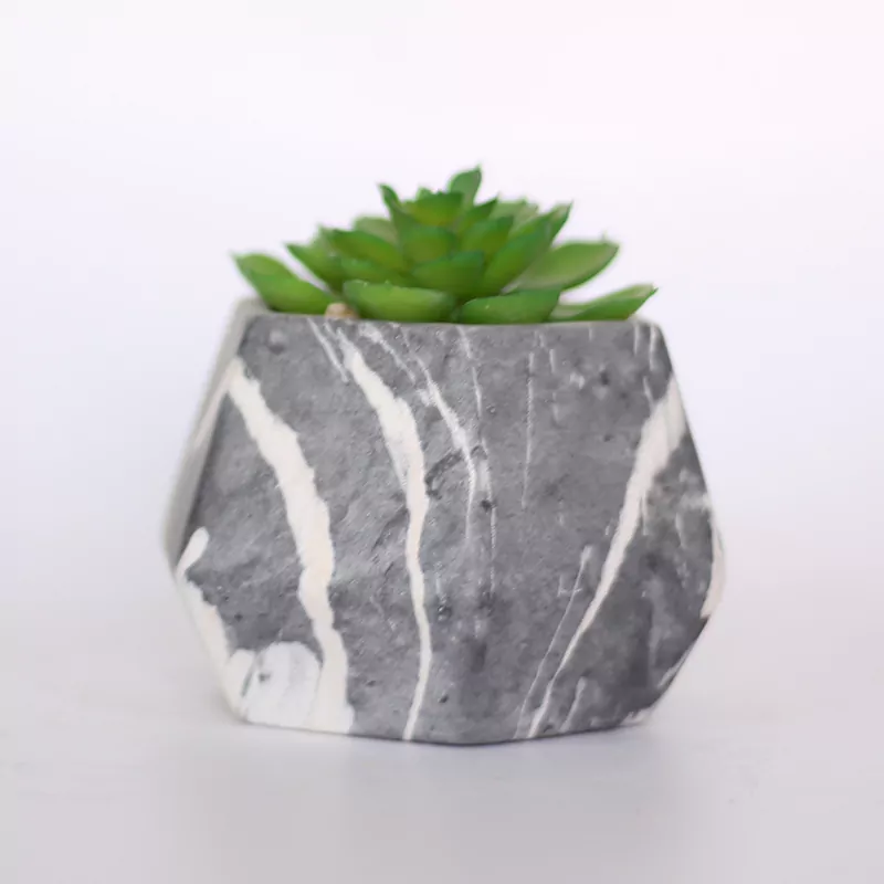 Painted Cement Pots - Marble Style
