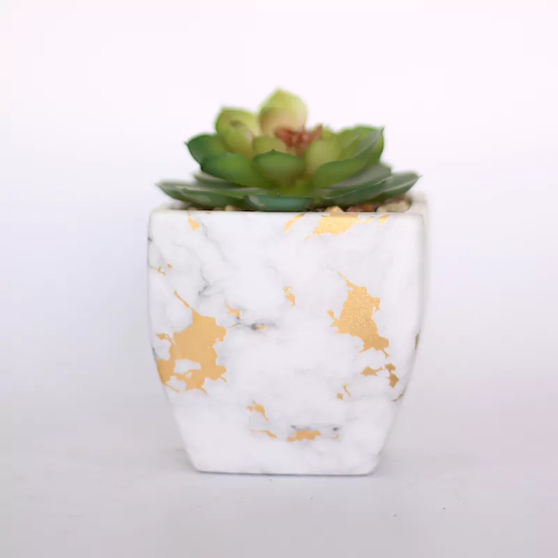 Painted Cement Pots - Marble Style - 21SD1011