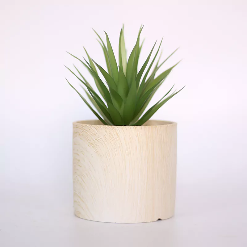 Painted Cement Pots ?C Wood Style - 21SD1015