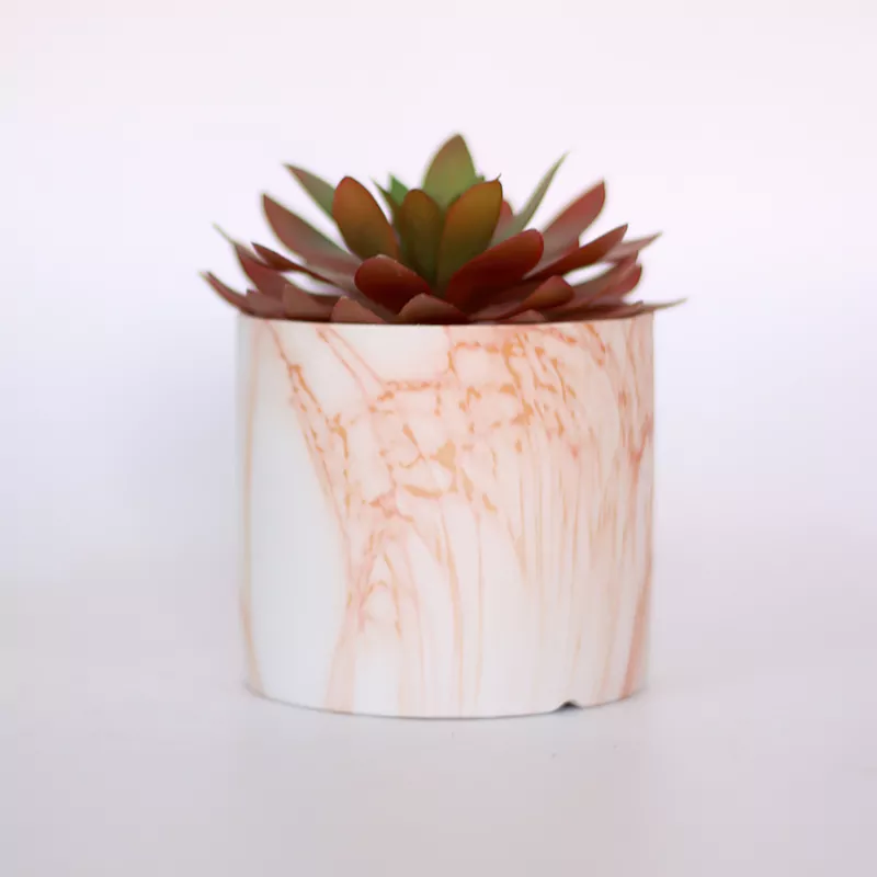 Painted Cement Pots - Marble Style - 21SD1016