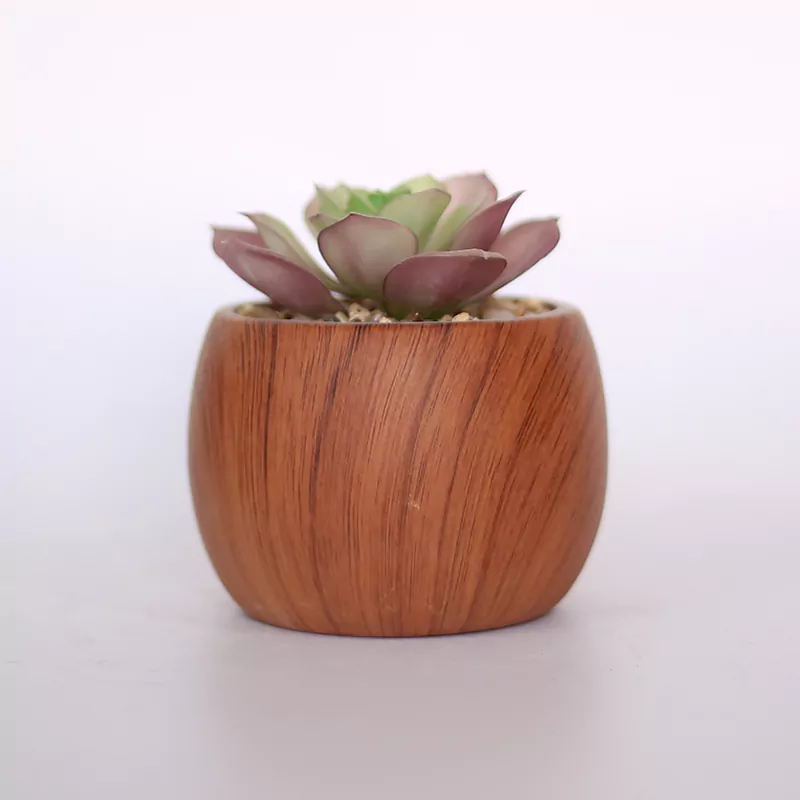 Painted Cement Pots ?C Wood Style - 21SD1017
