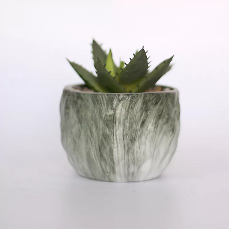 Painted Cement Pots - Marble Style - 21SD1018