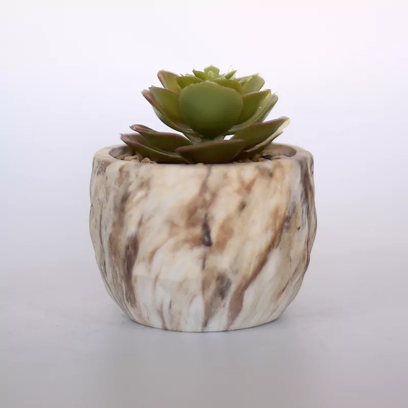 Painted Cement Pots - Marble Style - 21SD1019