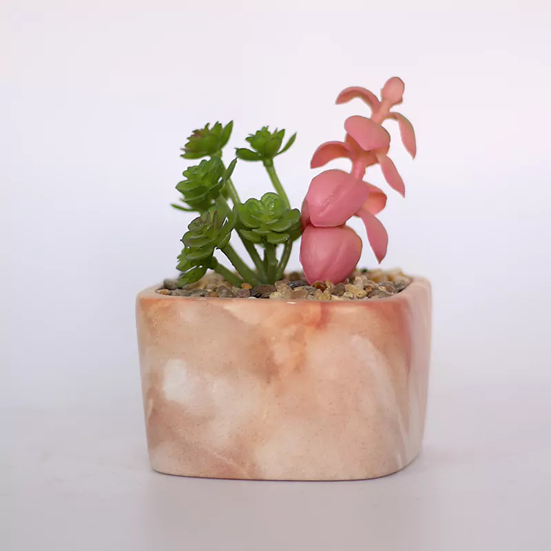 Painted Cement Pots - Marble Style - 21SD1021