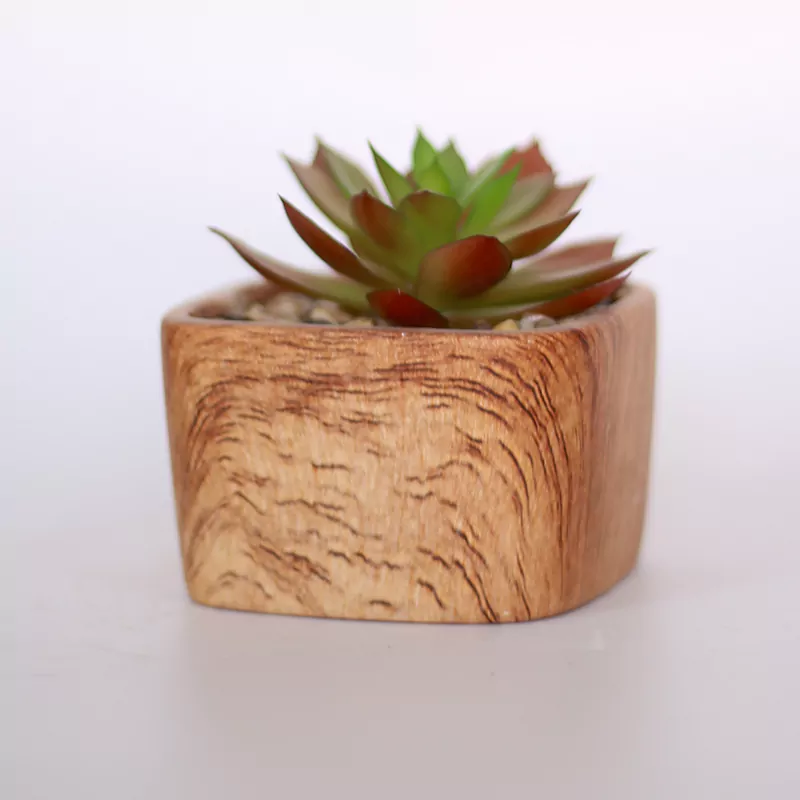 Painted Cement Pots ?C Wood Style - 21SD1022