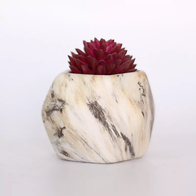 Painted Cement Pots - Marble Style - 21SD1023