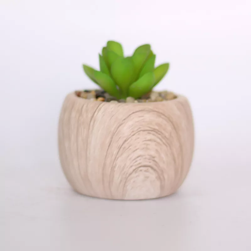 Painted Cement Pots ?C Wood Style